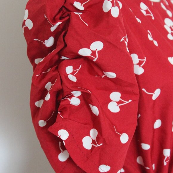 Dark Red Cherry Midi Dress - Picture 6 of 8